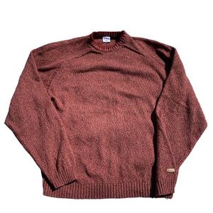 Columbia 100% Cotton Knit Sweater Red Cream Long sleeve Pullover Size XX-Large